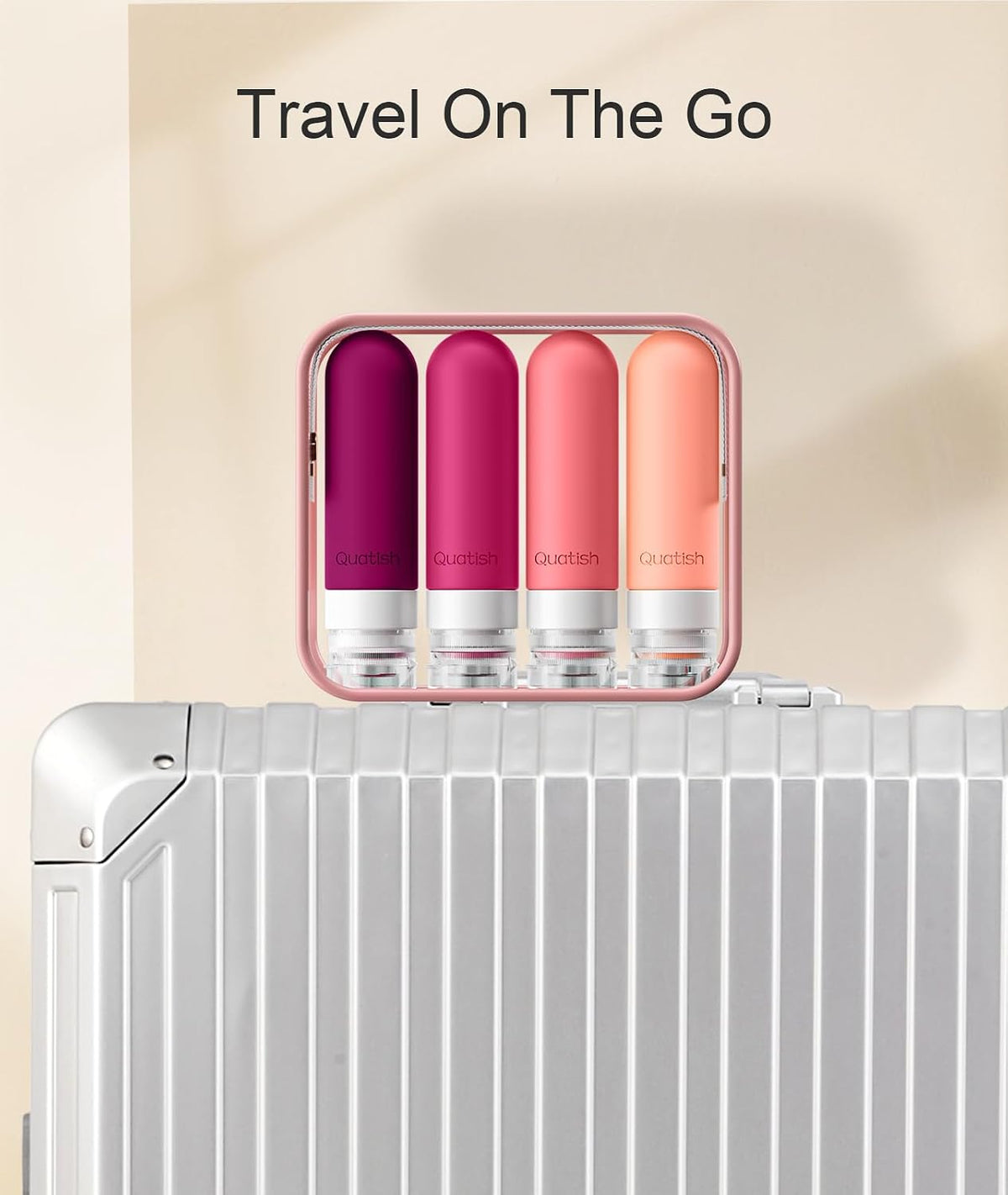Travel Bottles for Toiletries, Original Patented Leak Proof Travel Size Containers, 3 oz Tsa Approved Silicone Shampoo and Conditioner Bottles, 4 Pack, Brown