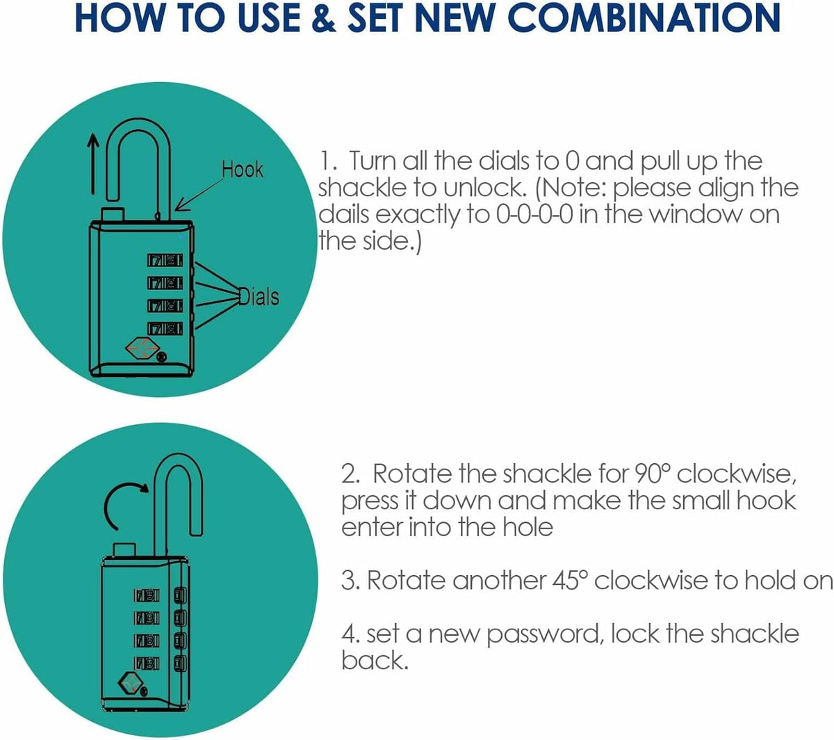 4 Pack TSA Approved Travel Luggage Locks 4-Digit, Open Alert Suitcase Combination Lock, Keyless Zipper Padlocks, TSA Accepted Compatible Padlock for Gym Locker, Golf Bag Case, Anti Theft-Black