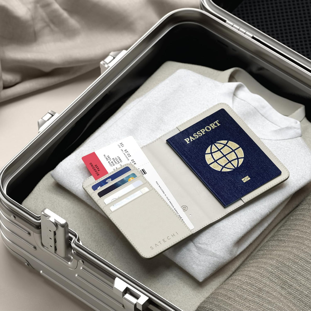 Passport Holder with Find My Tracking, 4-Slot Card Wallet, Black