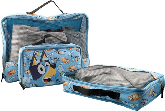 Bluey 3-Piece Packing Cube Set | Bluey & Bingo Travel Accessories | Luggage Organizer for Kids | Space-Saving, Durable, Easy-to-Clean Polyester Packing Cubes
