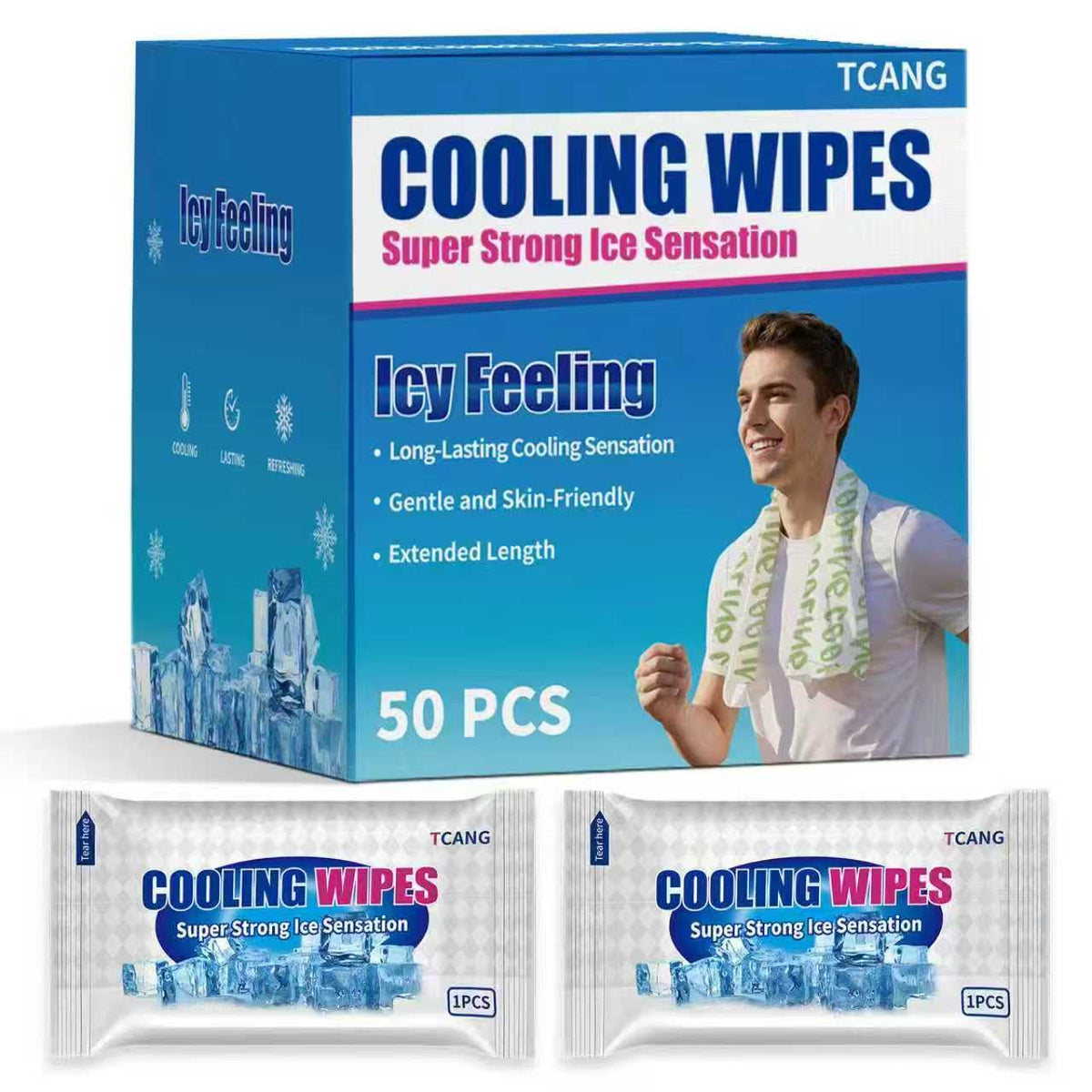 30 Pack Disposable Cooling Wipes, Individually Wrapped No-Rinse Cooling Towels, (25''x 9.84'') Extra-Thick Oversized Ice Towel for Sports, Travel, and Camping in Hot Weather (White)