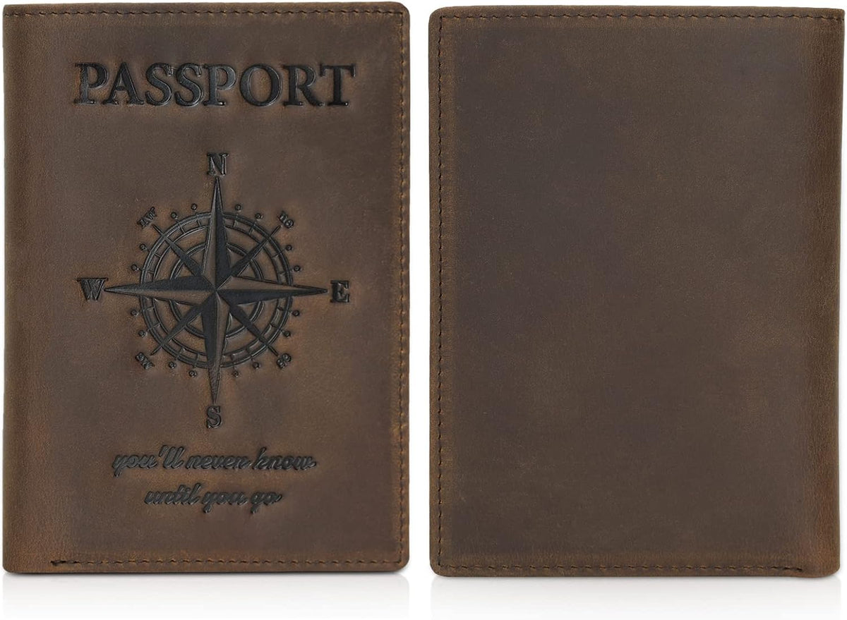 Polare Leather AirTag Passport Holder RFID Blocking Travel Bifold Wallet
