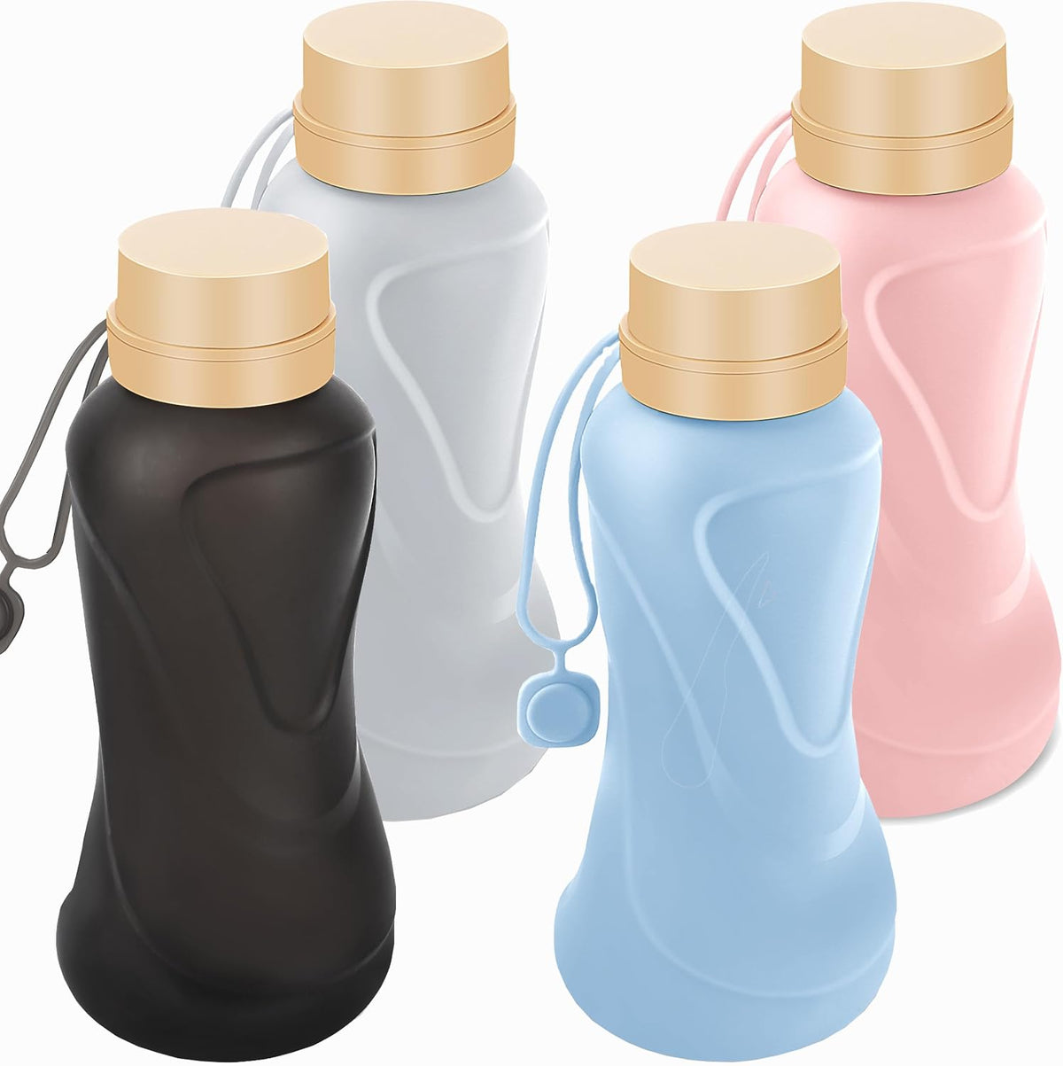 Collapsible Water Bottles,650ml,Leak Proof,Reuseable BPA Free Silicone Foldable Water Bottles,Durable Lightweight for Travel Gym Camping Hiking,Compact Size Portable Sports Water Bottle (Blue)