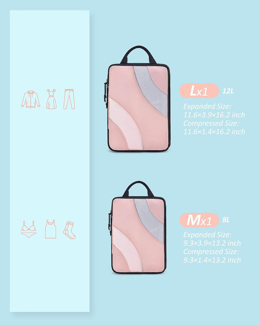 BAGSMART Compression Packing Cubes, 6 Set/4 Set/2 Set Travel Packing Cubes for Carry on Suitcases, Compression Suitcase Organizers Bag Set & Travel Cubes for Luggage, Lightweight Packing Organizers