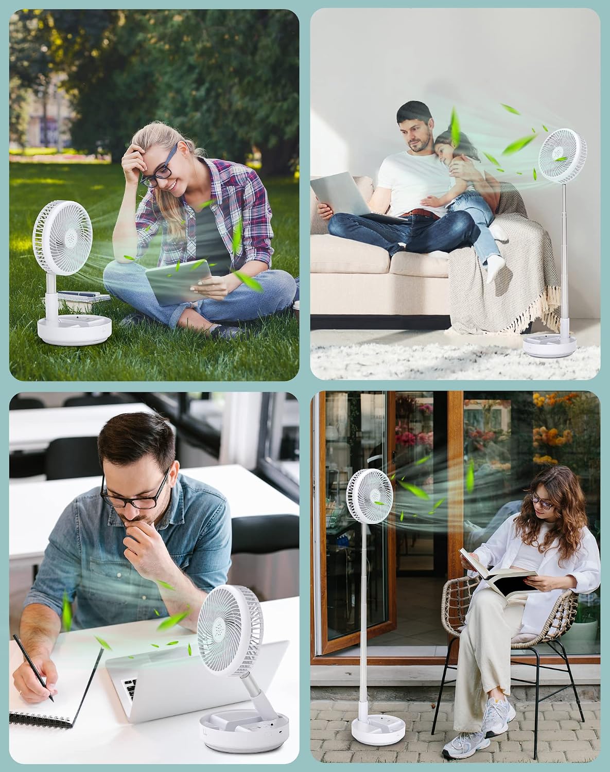 Portable Fan for Travel, Rechargeable Oscillating Fan with Remote