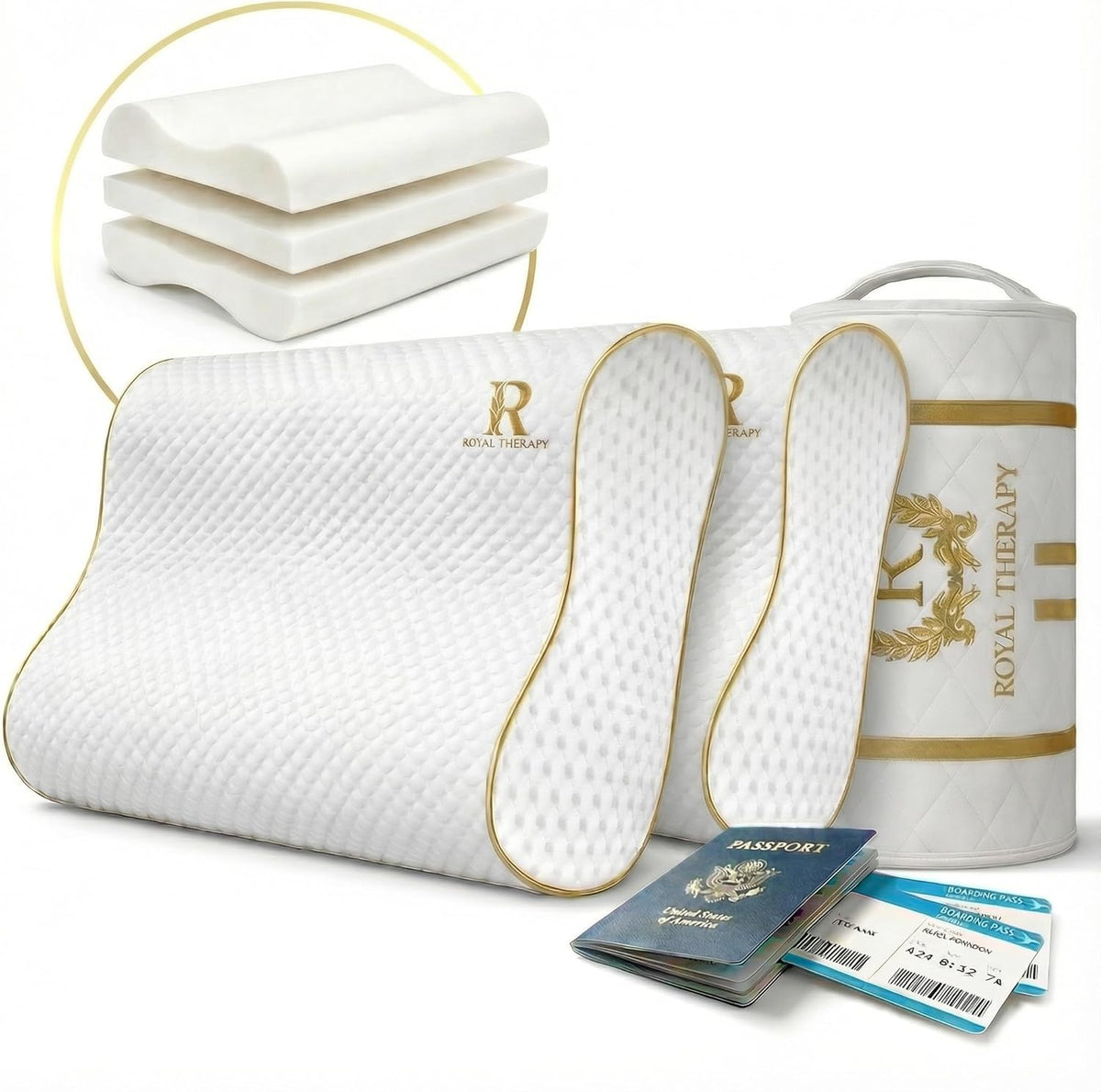 Travel Memory Foam Cervical Pillow – Contour Pillow for Neck and Shoulder Pain