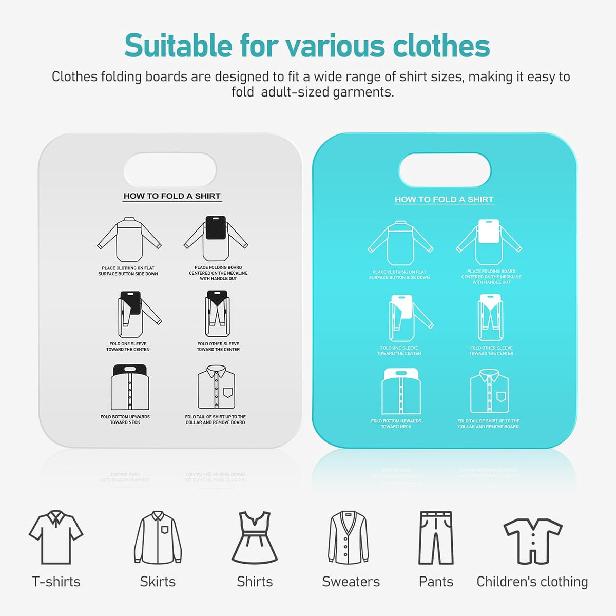 2Pcs Shirt Folder Boards, Plastic Clothes Folding Boards T Shirt Organizer Clothes Sweaters Folding Tools for Home, Travel, Retail Stores (Adults Size)