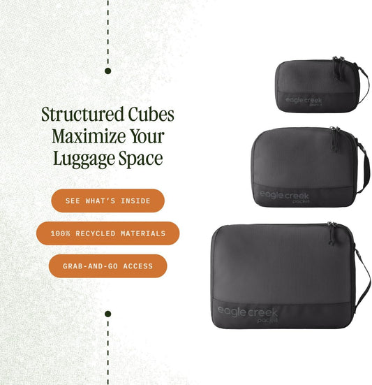 Eagle Creek Pack-It Reveal Cube Set - Packing Cubes for Compartmentalizing Luggage - Durable - Ultra-Lightweight - Water-Resistant - Easy Grab Zipper Pull - Mesh Windows - Blue Dawn - XS/S/M