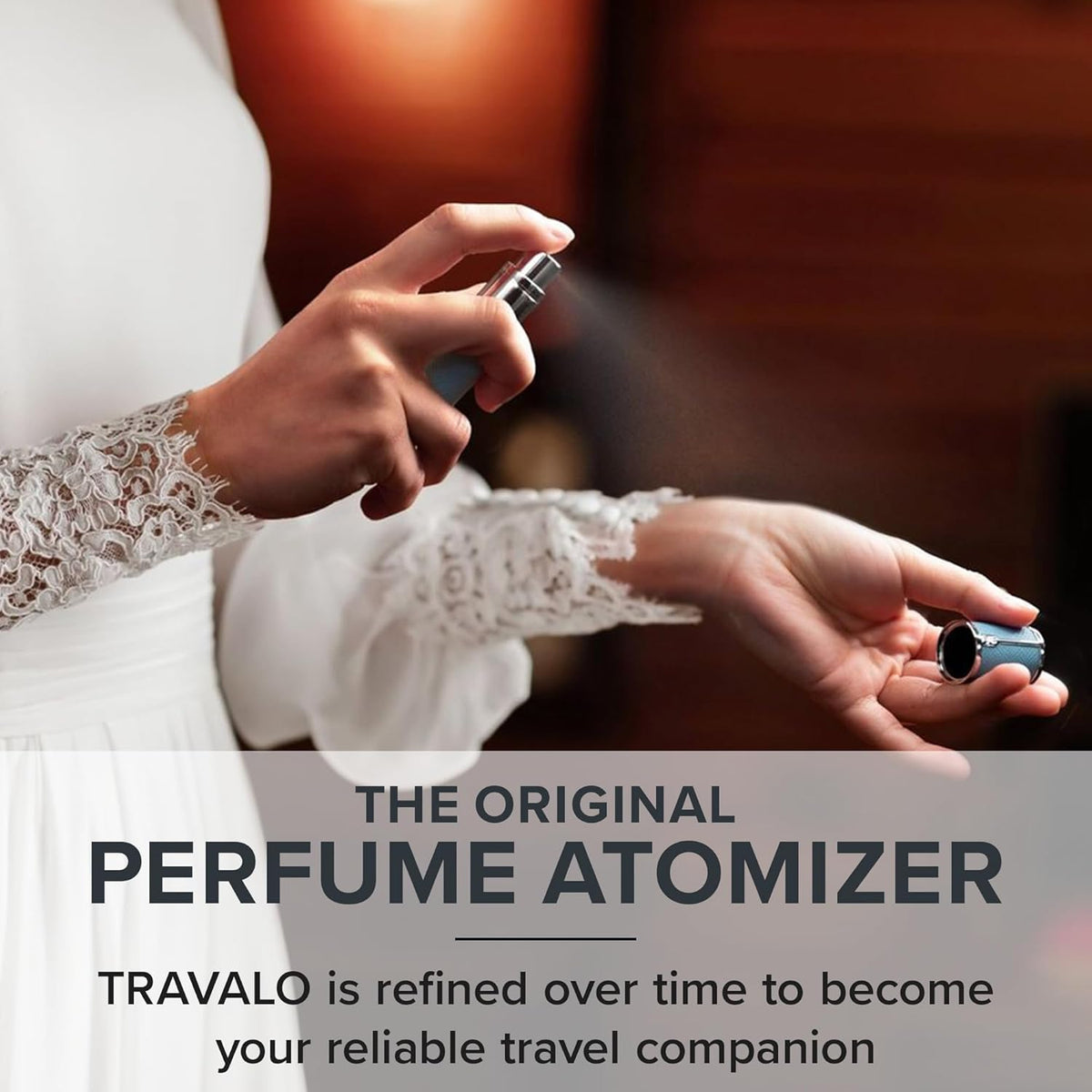 Travalo Milano Perfume Atomizer - Leak-Proof and TSA Approved for Air Travel - Reusable, Airtight, Easy Fill Mini Pump Sprayer - Lightweight Vegan Leather with Polished Metal Outer Shell - Black