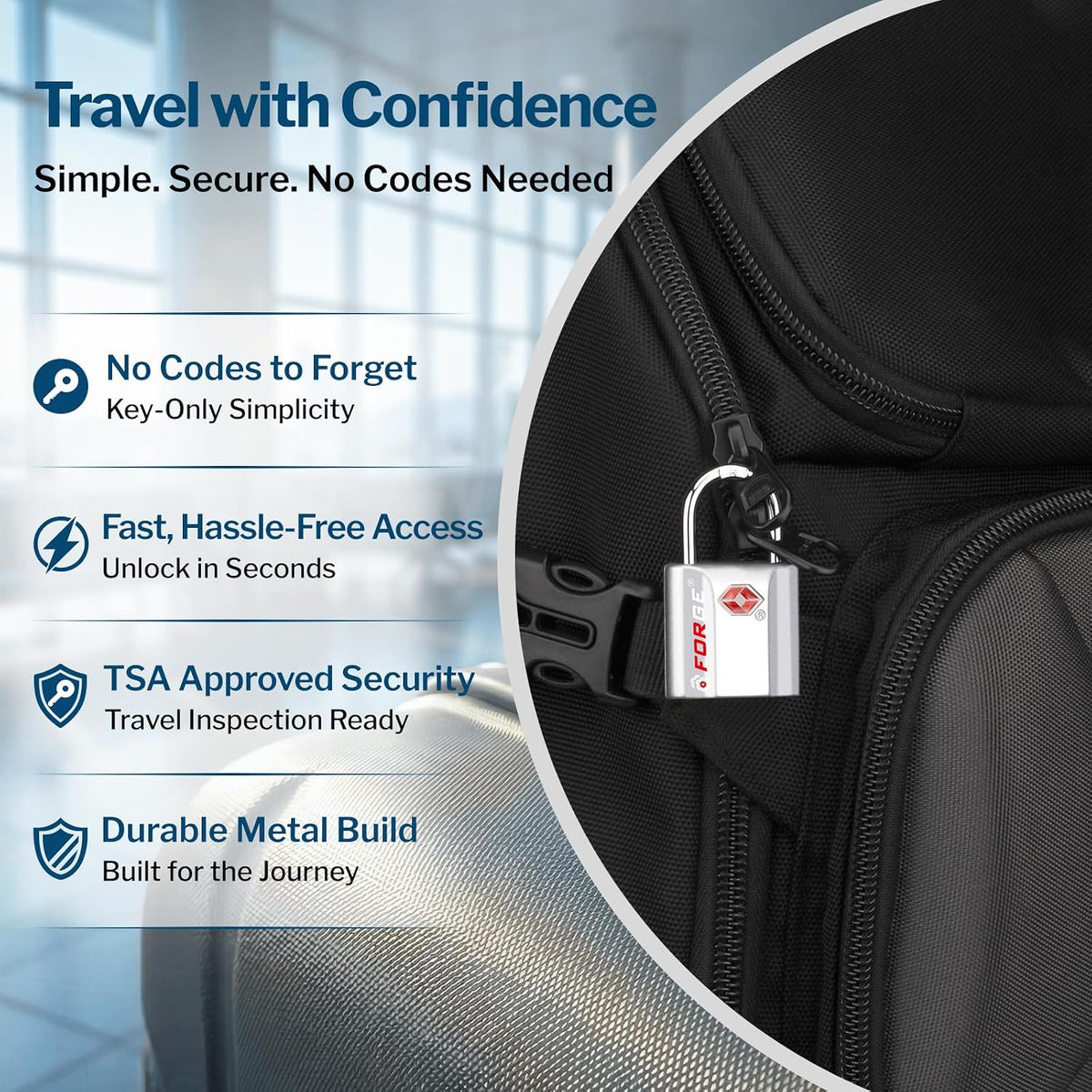 OX 1'' Wide 1.8'' Tall, TSA Approved Luggage Locks: Key Locks for Travel. Ultra Secure Dimple Key Travel Locks Alloy Body. for Luggage, Backpack, Small Toolbox and More. Black.