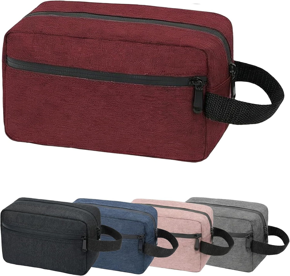 DSYSC Travel Toiletry Bag for Women Men, Small Makeup Bag, Water-Resistant Cosmetic Bag, Cosmetic Pouch, Traveling Dopp Kit, Travel Essentials Accessories (Black)
