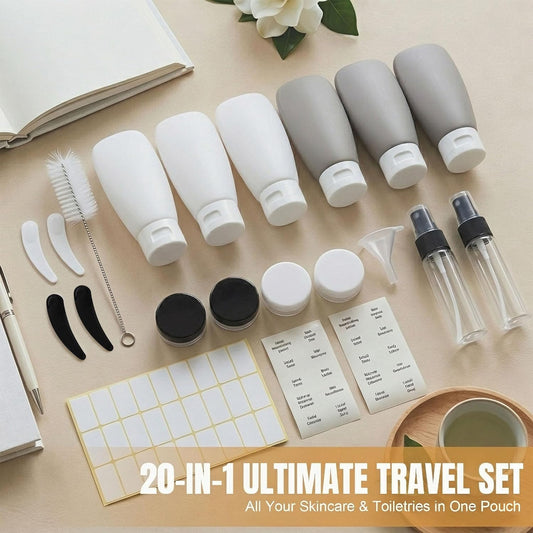 DEWSENSI 20 Pack Travel Bottles Set for Toiletries TSA Approved, Leak Proof Travel Size Containers Kit Portable Refillable Travel Accessories for Shampoo Conditioner Lotion Liquids (Multi-color)
