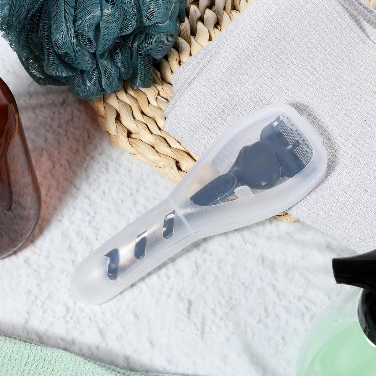 Clear Portable Travel Men Manual Razor Protector Transparent Plastic Box Cover Container Storage Universal Shaver Holder Protector Case Organizer Men's Shaver and Blade Refills Case Accessories