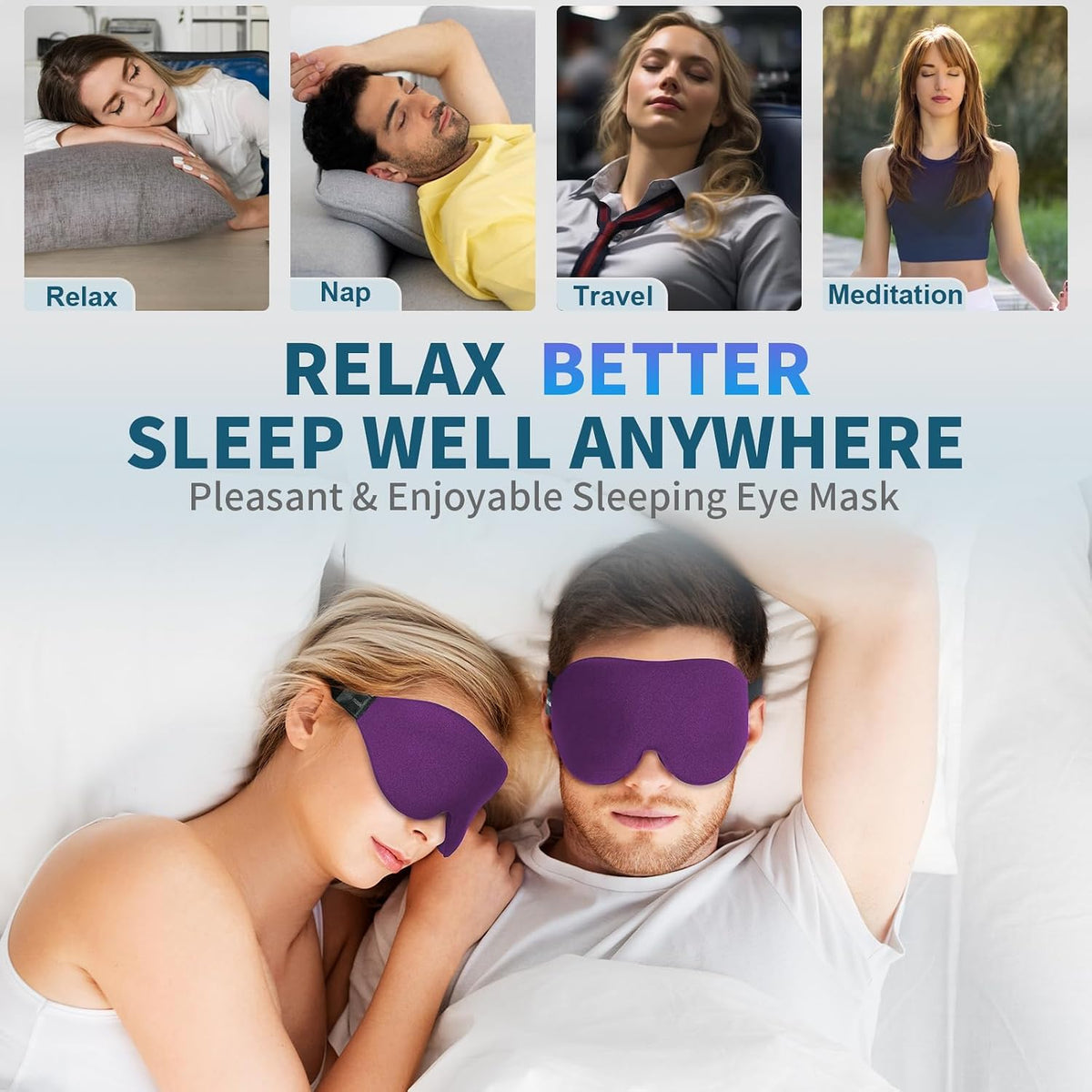 Sleep Mask for Side Sleeper, Light Blocking Eye Mask for Women Men