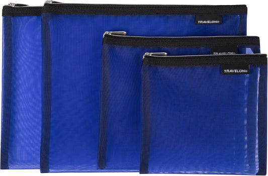 Travelon Set of 4 Mesh Pouches, Gray, 9.5 x 12.75 x 0.5