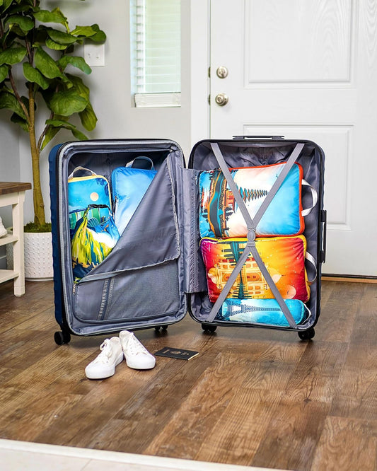 Large Compression Packing Cubes for Travel-Packing Cube Luggage Organizers 7 Piece Set for Checked Luggage-Ultralight, Expandable/Compression Bags by TRIPPED Travel Gear (Green/Orange)