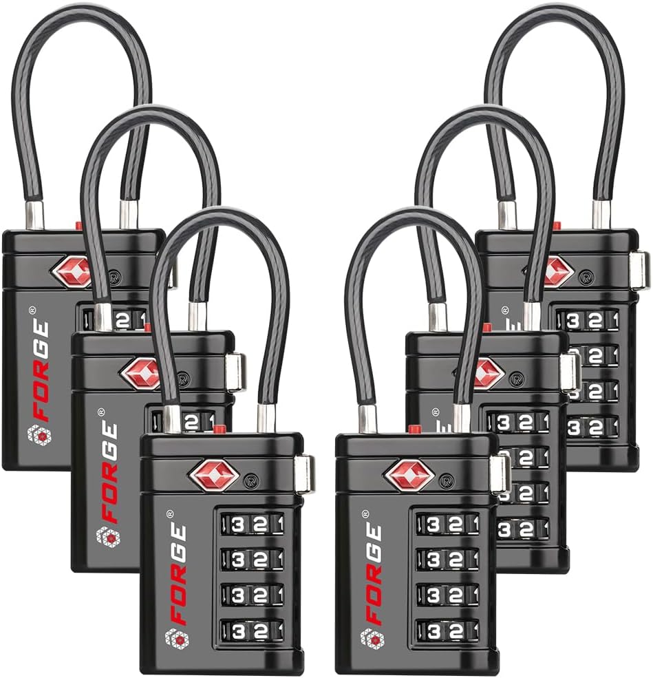 Open Alert TSA Approved Luggage Locks, Black, 4 Pack Locks.