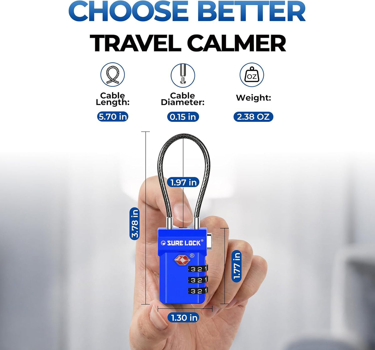 SURE LOCK 3 Digit TSA Approved Luggage Locks