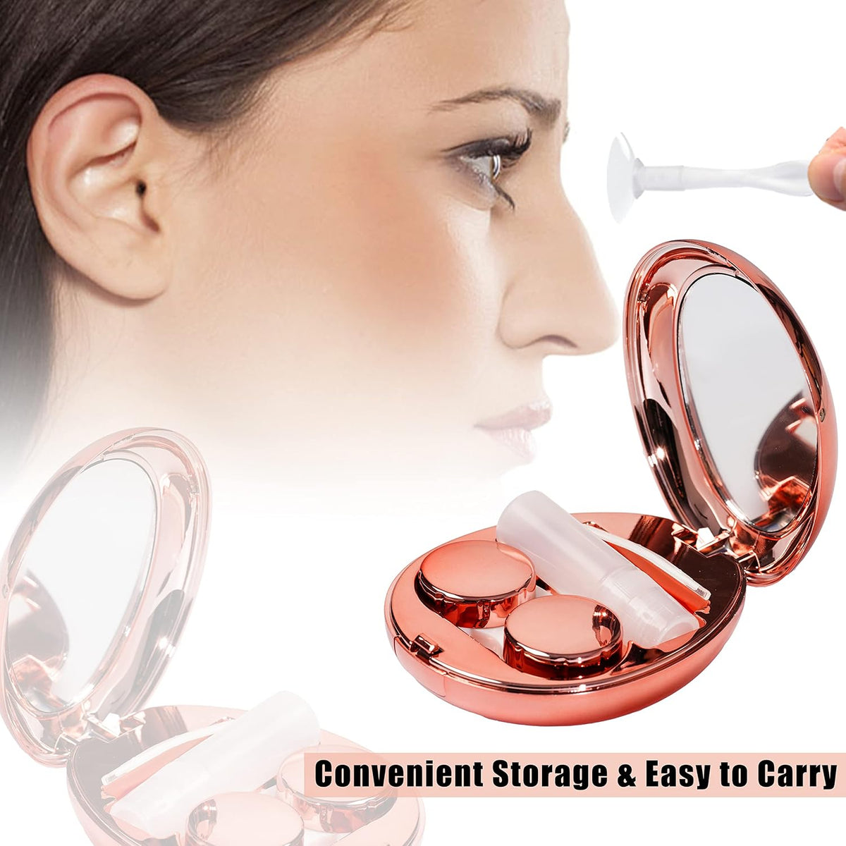 Eyeglass Case Double Sided Travel Size Portable Contact Lens Box 2 in 1