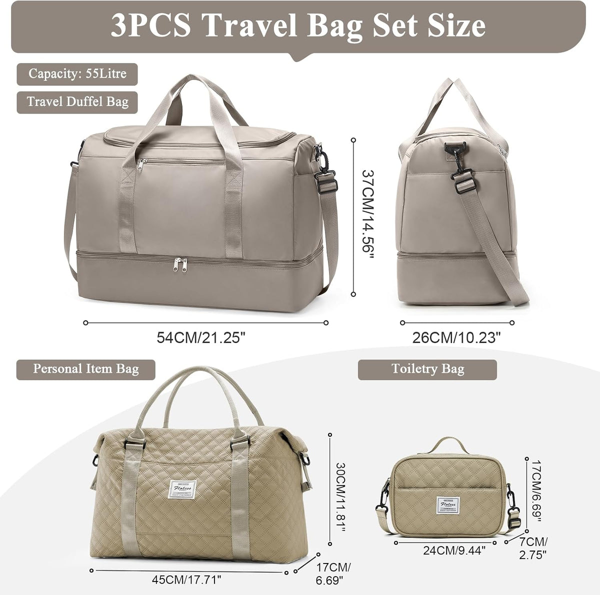 Extra Large Travel Duffle Bag, Carry-On Weekender Bags for Women Travel - Colors B