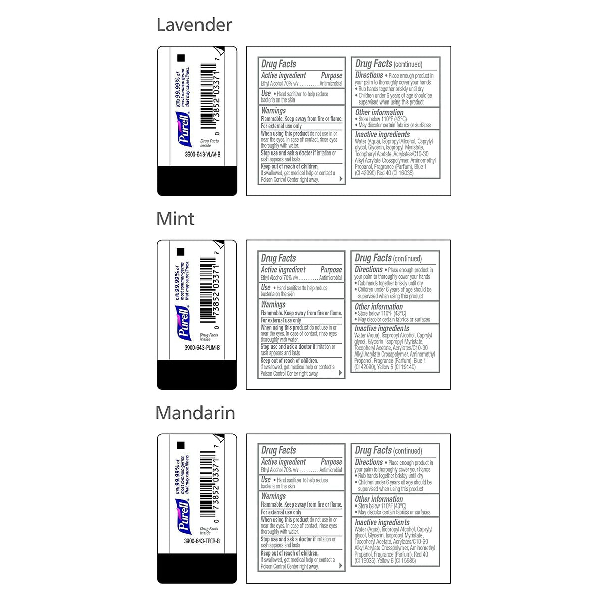 Hand Sanitizer Scented Mix w Travel Carriers 8x1oz - 3900-09-ECME17