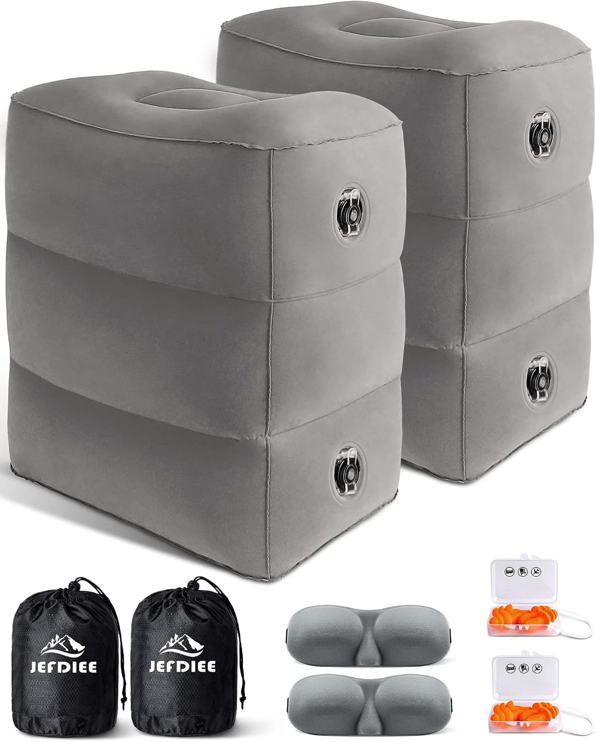 Inflatable Foot Rest Pillow, Kids Airplane Bed, Adjustable 3 Layers Height Leg Rest Pillow, Airplane Travel Essentials Great for Office, Home, Trains, Cars