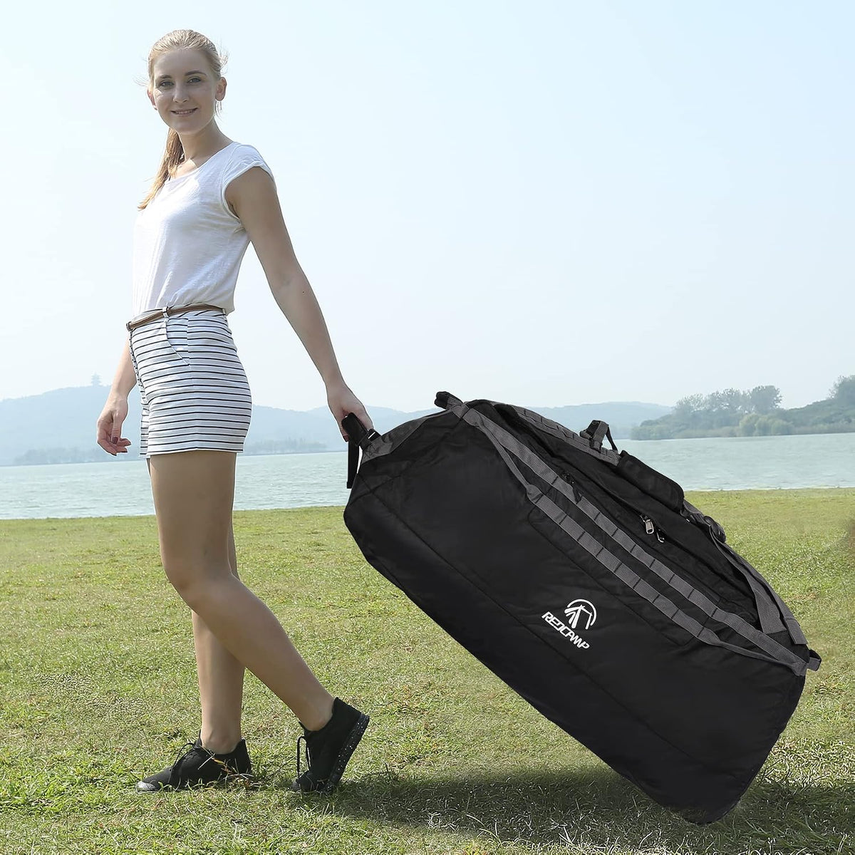 85L/120L/140L Foldable Duffle Bag with Wheels, Large Travel Duffel Bag
