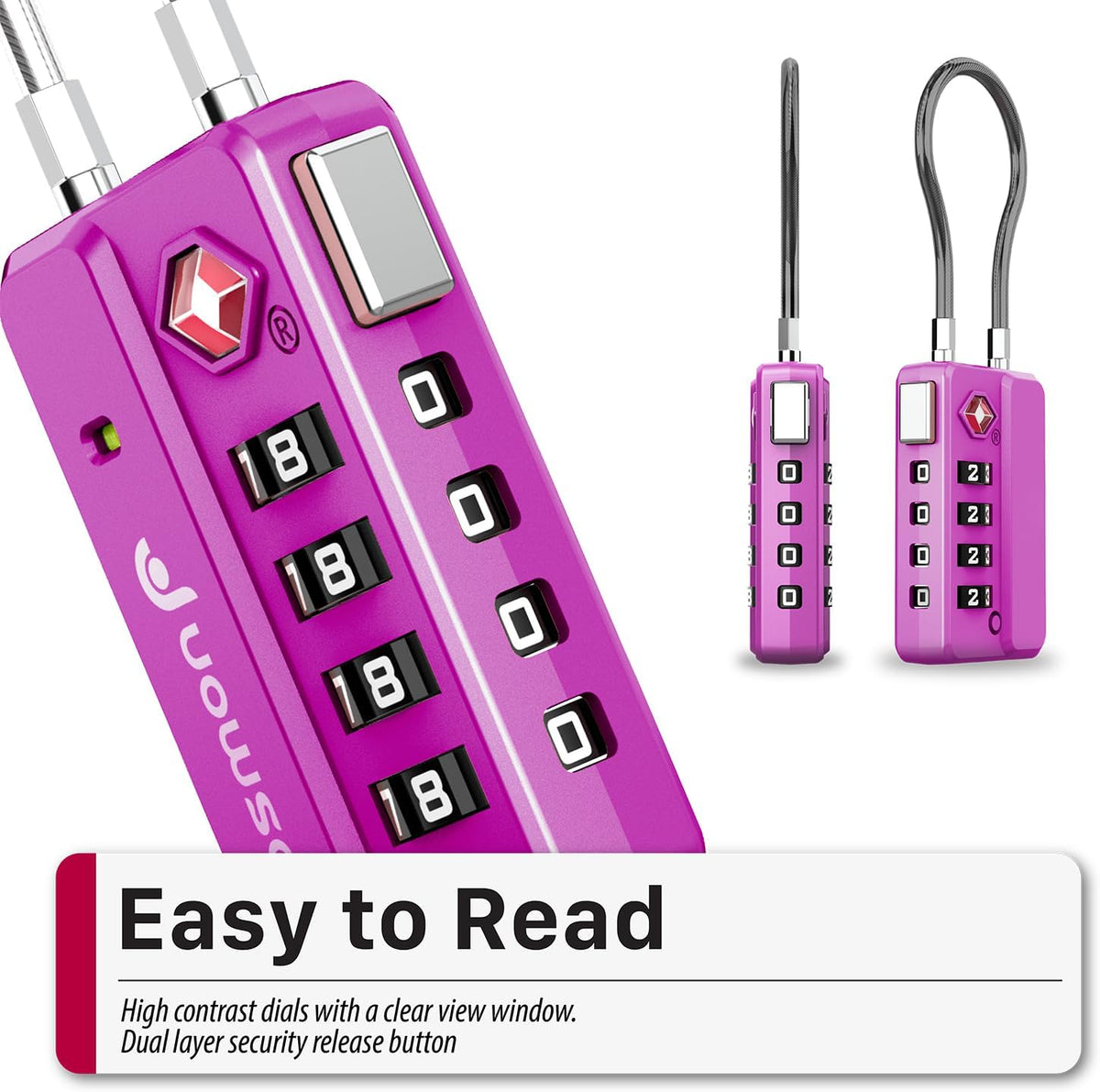 TSA Approved Cable Luggage Locks, 4 Digit Combination