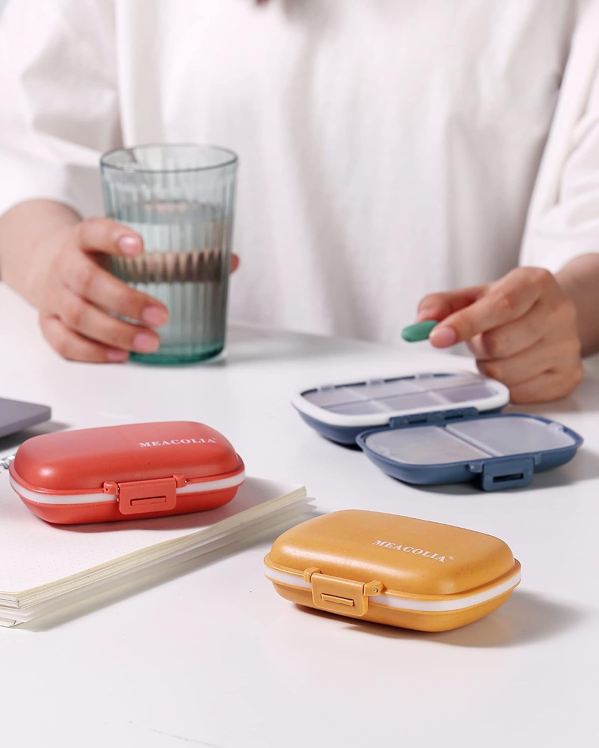 3 Pack Travel Pill Organizer, 8 Compartments Pill Box