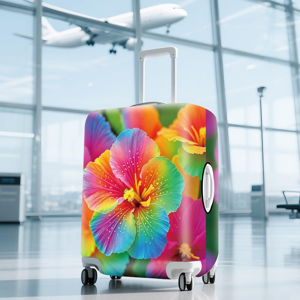 Retro Mountain Landscape Sunset Travel Luggage Cover -Stretchable Airplane Suitcase Protector Sleeve,Universal Washable Fit for 20-22 Inch Checked Baggage,Water Resistant Durable Luggage Protector - Colors B