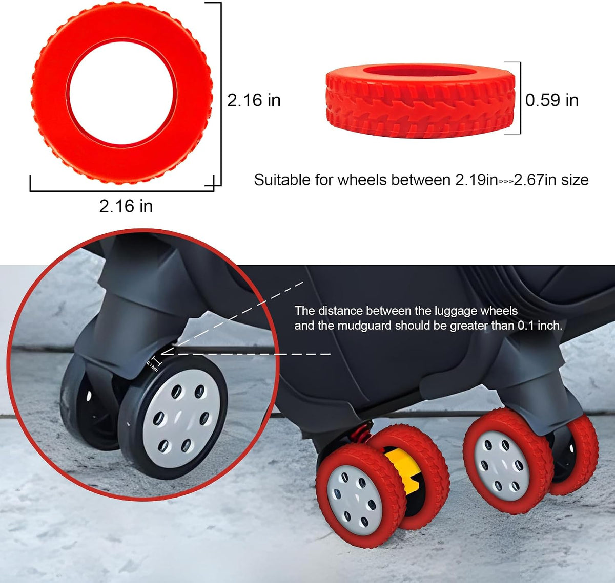 8 Pack Luggage Wheel Covers for 8-Spinner Suitcase, Rose Red