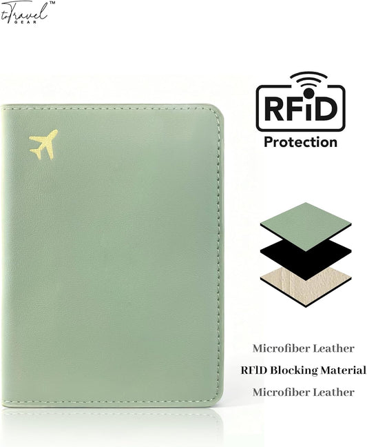 Passport Holder for Travel Essentials,RFID Blocking Passport Cover Case for Travel Accessories,Travel Wallet for Women Men (Sage Green)
