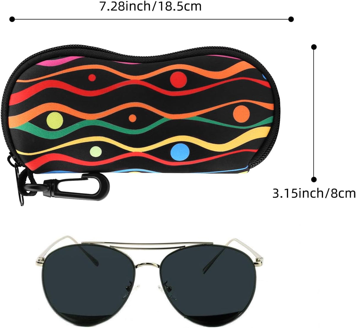 Sunglasses Soft Case Ultra Light Neoprene Zipper Eyeglass Case for Men Women - Colors B