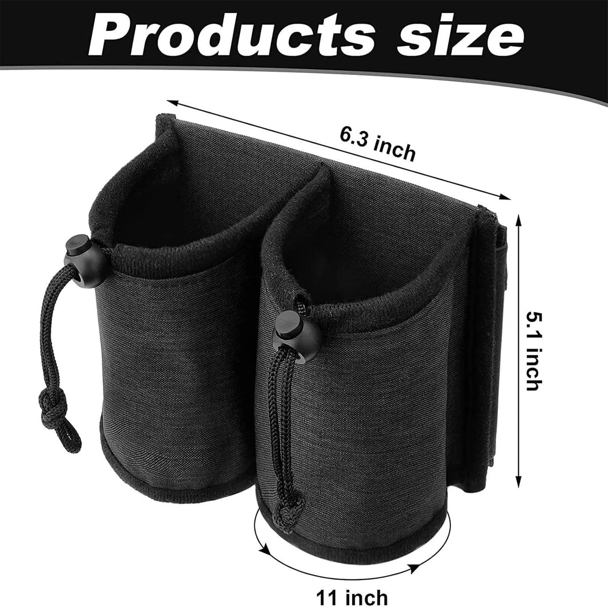 Luggage Cup Holder Travel Essentials Cup Holder, Hands-Free Drink Holder with 2 Coffee Mugs Tightening Drawstring, Accessory for Flying & Travelers - Travel Luggage Accessories (Grey)