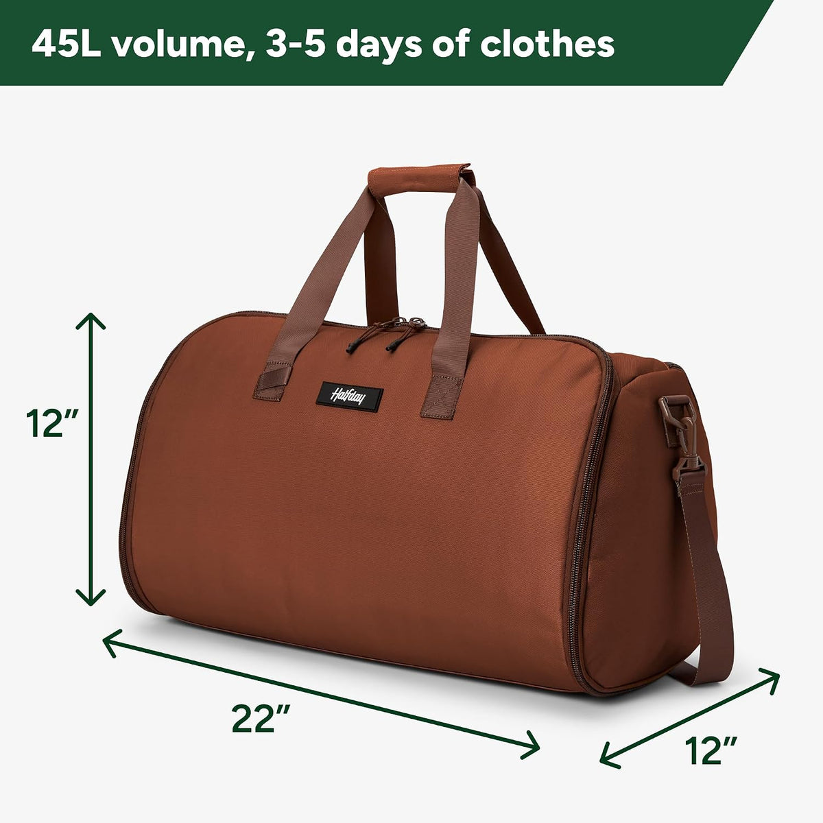 Halfday Convertible 2-in-1 Garment Duffel Weekender 40L, Carry On, Shadow