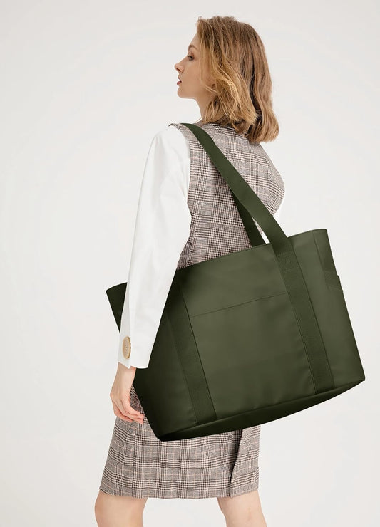 WLLWOO Large Tote Bag, 14” Laptop Work Travel Bag with Trolley Sleeve