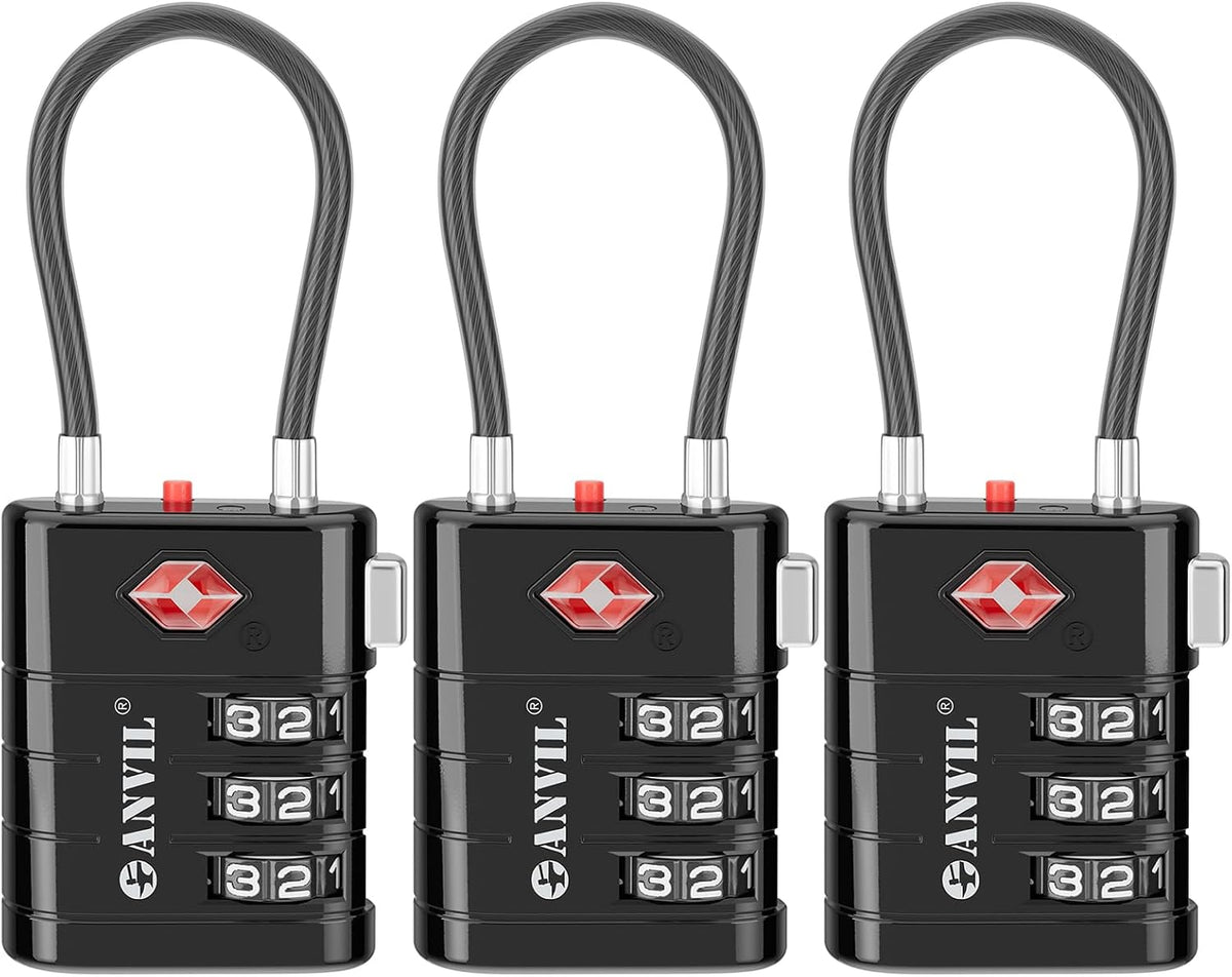 TSA Approved Luggage Locks – High Security TSA008 Combination Travel Locks with Inspection Indicator for Suitcases and Backpacks. (2, Cyan)