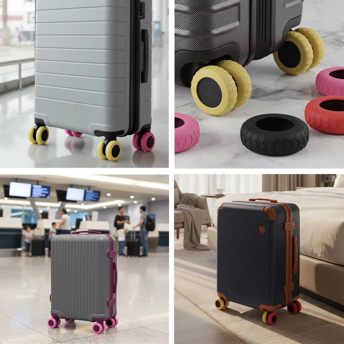 8Pcs Luggage Wheel Covers,Silicone Suitcase Cover for 2-2.4'' Spinner Wheel