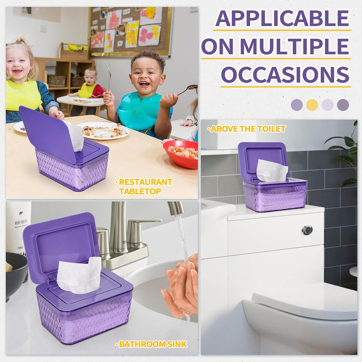 Wipes Dispenser, One-Handed Operation Wipe Holder, White