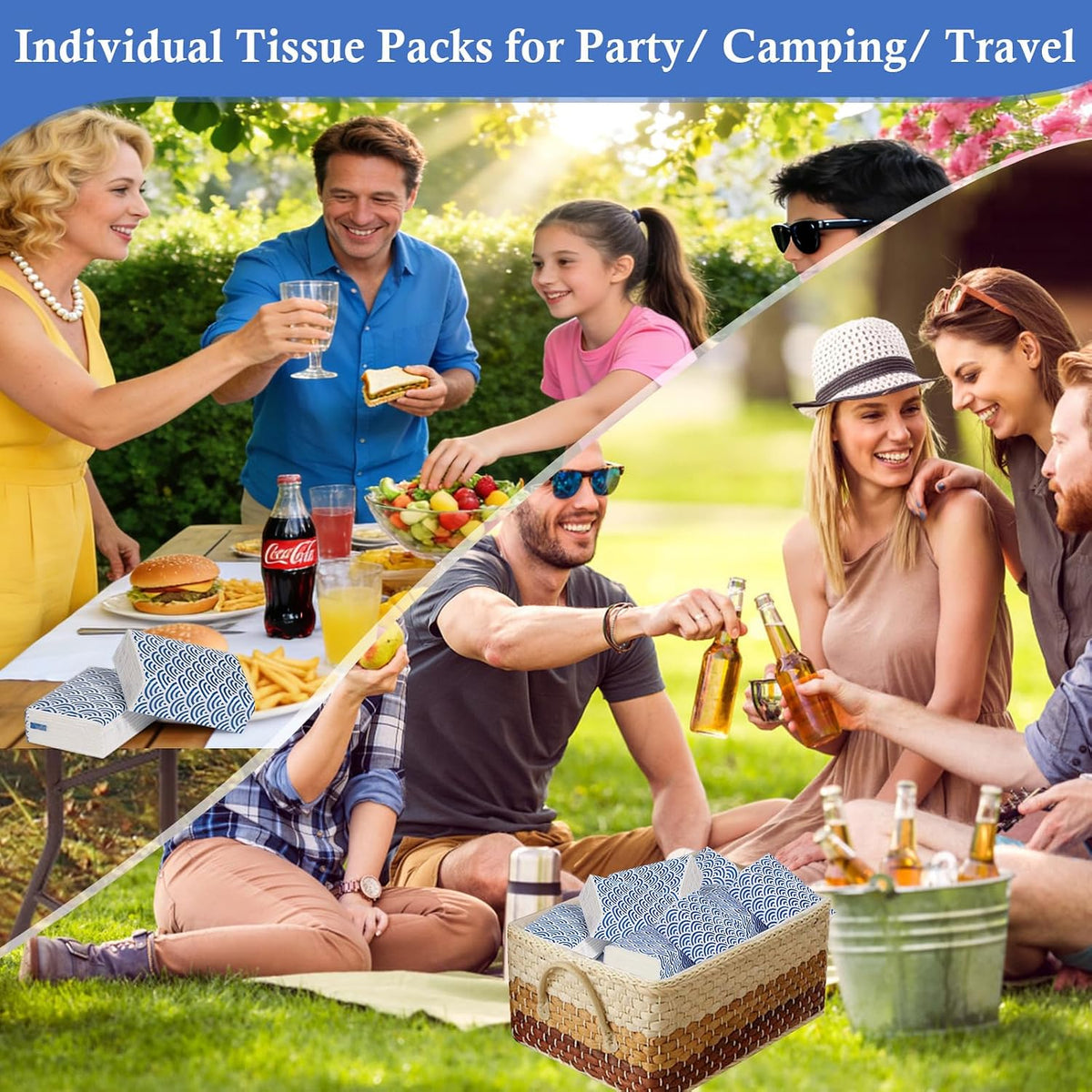 Pocket Tissues Travel Packs 250 Sheets Travel Size Tissue Packs 3 Ply Unscented Small Mini Individual Portable Tissue Pack with Unique Embossing for Purse Holiday Travel Party