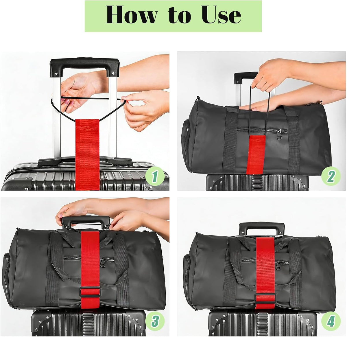 2 Pack Multi Use Strong Adjustable Luggage Connector Straps for Suitcases