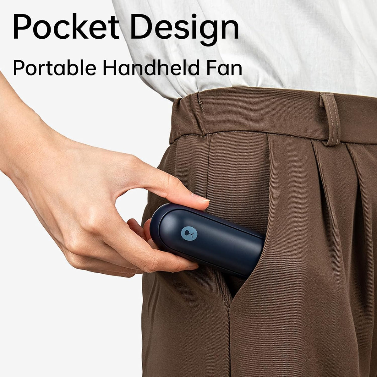 JISULIFE Portable Handheld Fan, 3 In 1-Fan, Power Bank, Flashlight, Blue