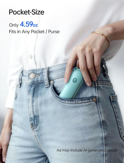 JISULIFE Portable Handheld Fan, 3 In 1-Fan, Power Bank, Flashlight, Blue