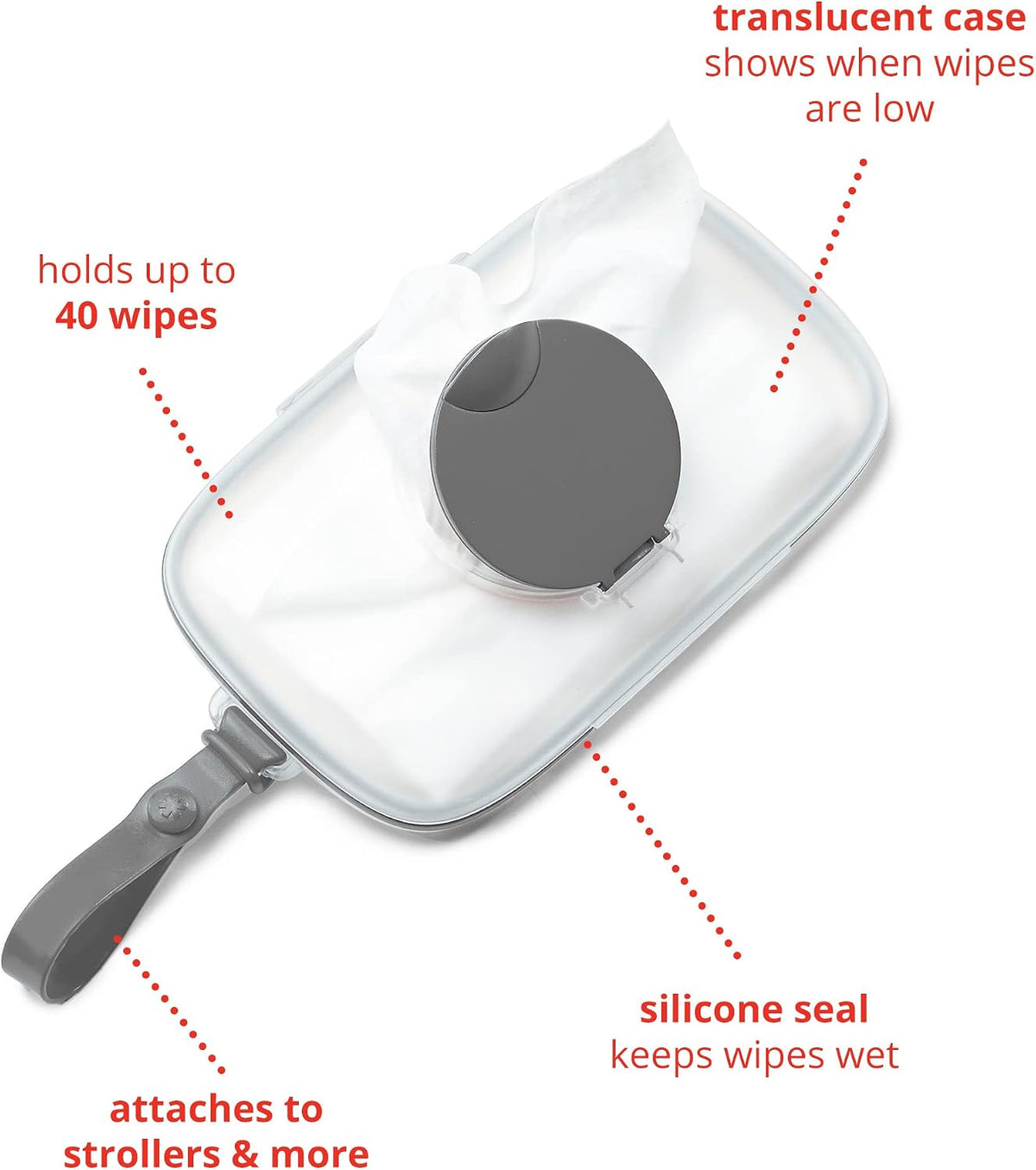 On-The-Go Wipes Dispenser, Grab & Go, Grey