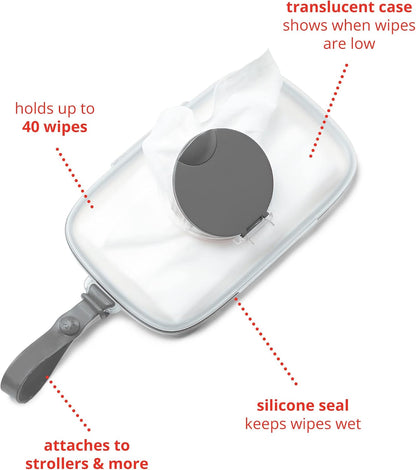 On-The-Go Wipes Dispenser, Grab & Go, Grey