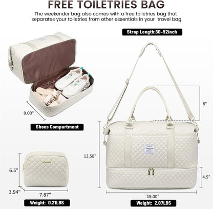 Travel Duffle Bag,Weekender Bags for Women with Shoe Compartment - Colors B