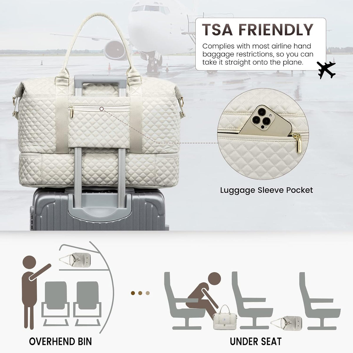 Travel Duffle Bag,Weekender Bags for Women with Shoe Compartment - Colors B