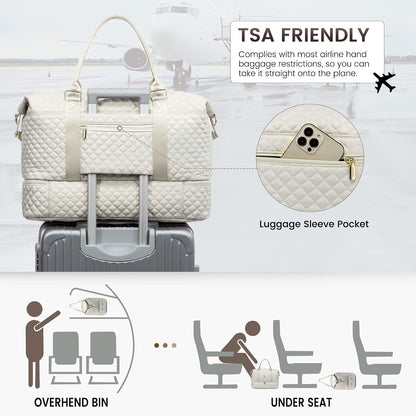 Travel Duffle Bag,Weekender Bags for Women with Shoe Compartment - Colors B