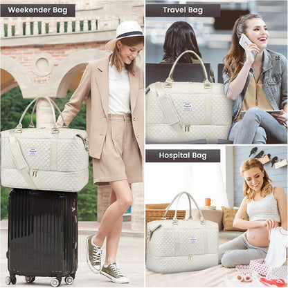 Travel Duffle Bag,Weekender Bags for Women with Shoe Compartment - Colors B