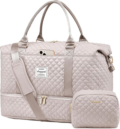 Travel Duffle Bag,Weekender Bags for Women with Shoe Compartment - Colors B